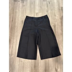 Ann Taylor Loft Linen/Lyocell Blend Black Cropped Wide Leg Pants Women's Size 14